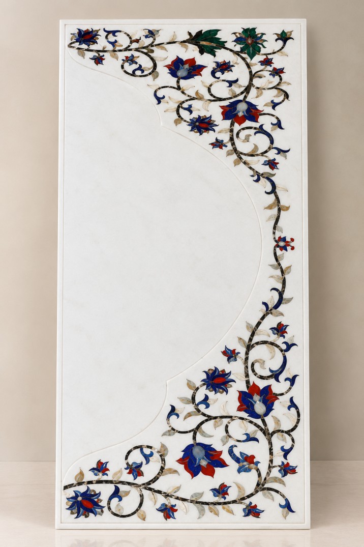 Floral Pietra Dura Marble Panel