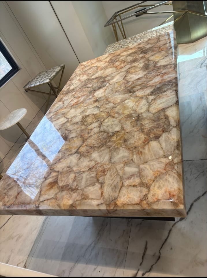 Brown/Golden Quartz Gemstone Table